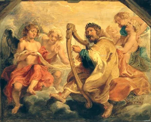 David Playing on his Harp